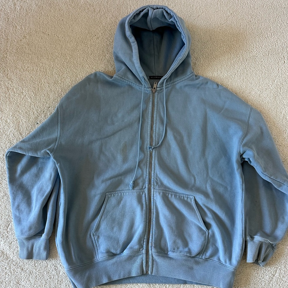 Brandy Melville Blue Zip-Up Hoodie
